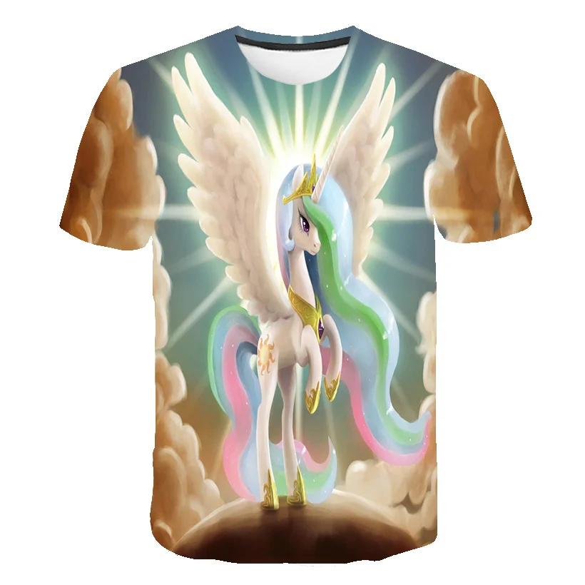 3D Boys Unicorn T-shirt Children 2020 summer Tops camisetas Short Sleeve off White Tees Baby Kids Girls Clothes 4-14 years | Мать и