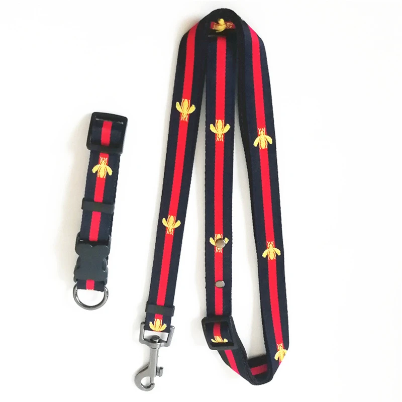 

Tide Brand Embroidery Bee Pet Collar Leash Suit Dog Collar Pet Supplies