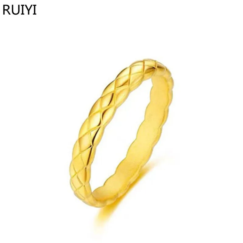 

RUIYI Real 18K Gold Ring Simple Rhombus Design Pure AU750 for Men and Women Fine Jewelry Wedding Gift