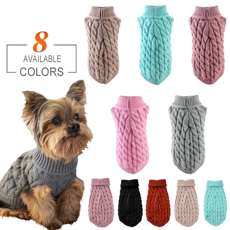 

Warm Winter Dog Clothes Chihuahua Soft Puppy Kitten Kitten High Collar Solid Color Design Sweater Fashion Clothing Outfit Vest