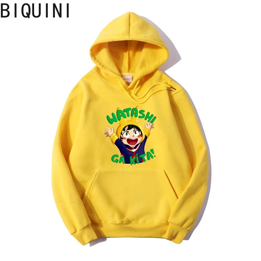 

Watashi cakita boku no hero hoodies Japanese anime Print Hoodies unisex Plus Velvet Autumn Winter Casual Sweatshirts Pullover