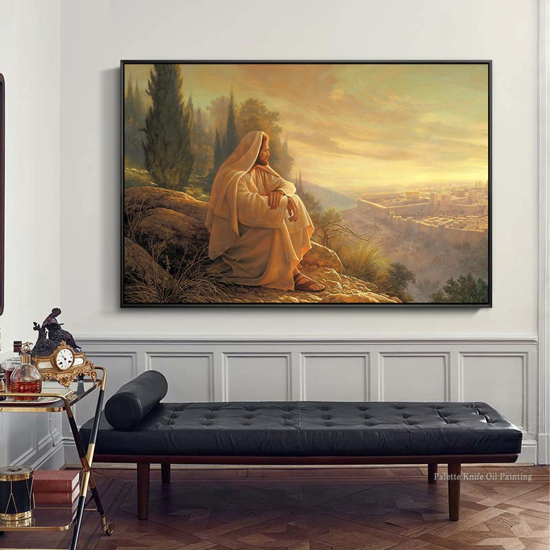 Горизонтальная картина Иисуса Христа рисунок на холсте плакат и печать