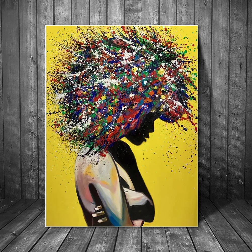 

Abstract African Girl Wall Art Canvas Posters And Prints Graffiti Art Paintings Street Art Black Girl Wall Pictures Home Decor