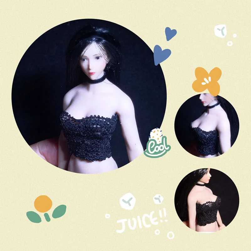 

1/6 Scale Female Sexy Strapless Black White Tube Lace Top Mini Vest Underware for 12 Inch Action Figures Model Toy Accessories
