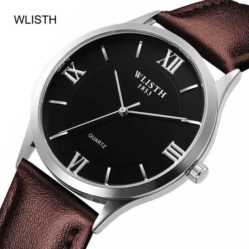 

WLISTH Brand Fashion Men Dress Watches Brown Leather Strap Casual Watch Men relogio Luxury Waterproof reloj hombre Drop Shipping
