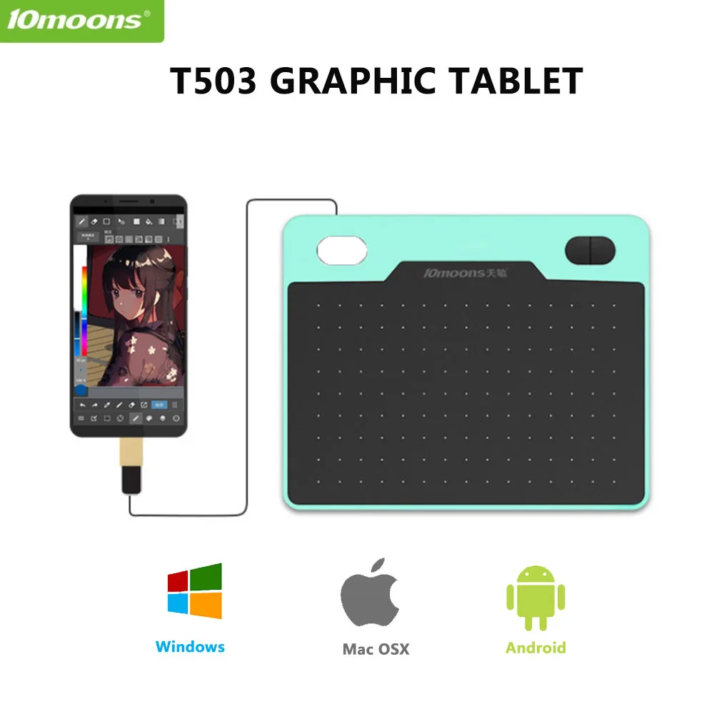 

10moons T503 Ultra-light Graphic Tablet Micro USB Signature Digital Tablet 8192 Levels Drawing Tablet No need charge Pen