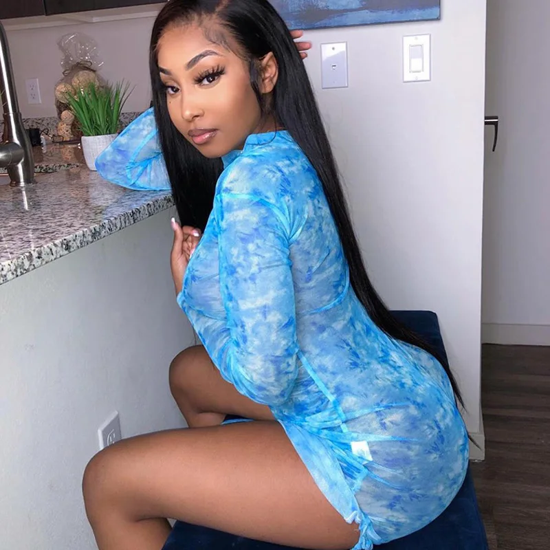 Женское обтягивающее платье с длинным рукавом и рюшами D83AA14 | Женская одежда