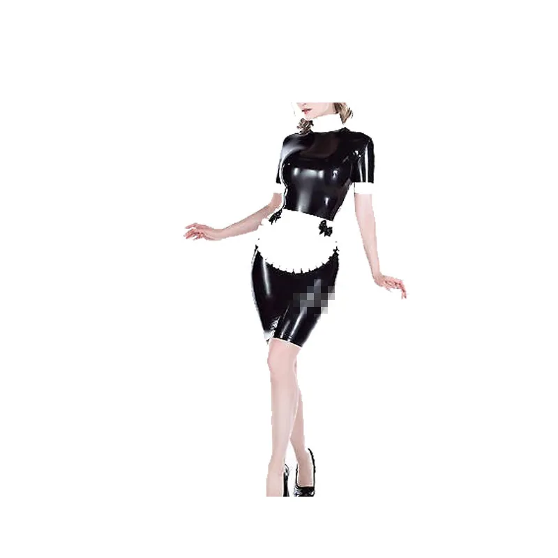 

Latex Rubber Gummi Women Black Tight Handsome Skirt Drees Size XXS-XXL
