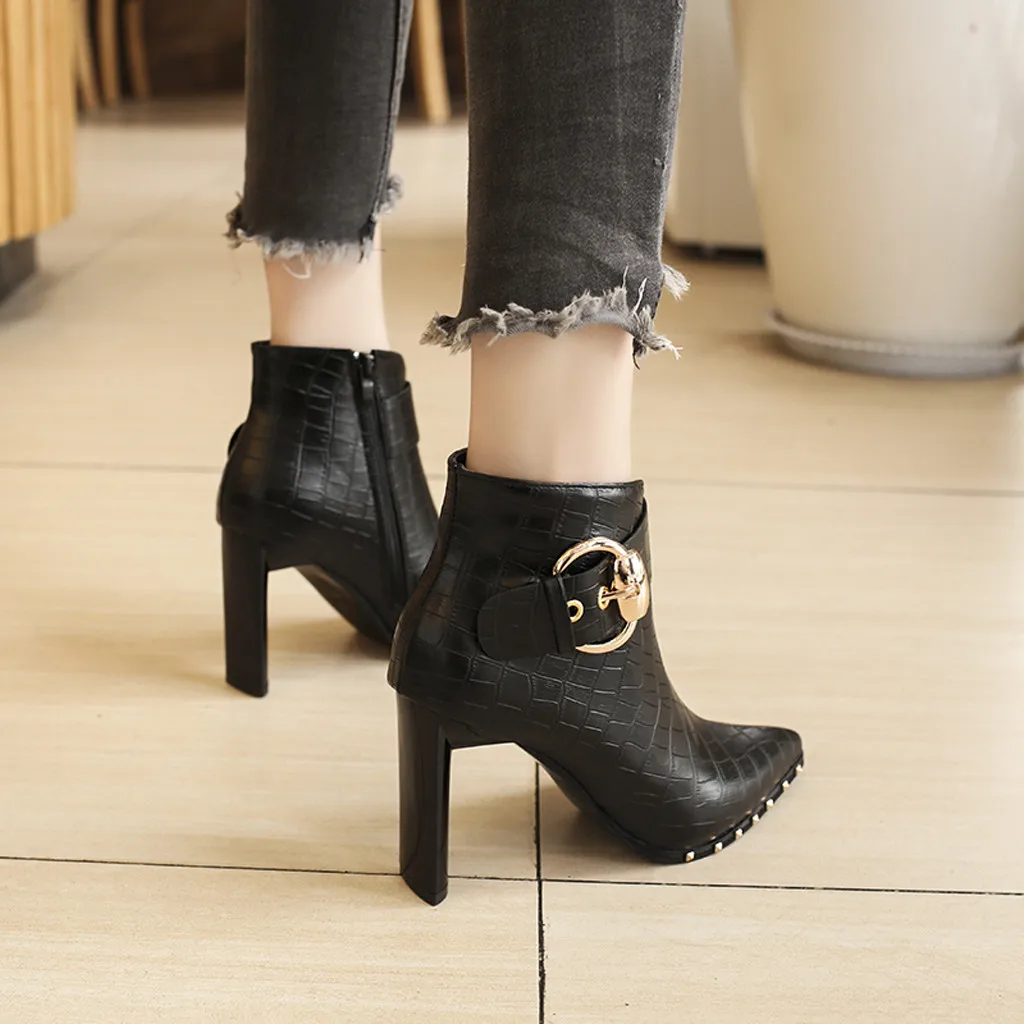 Женские брендовые Дизайнерские ботильоны из искусственной кожи на высоком
