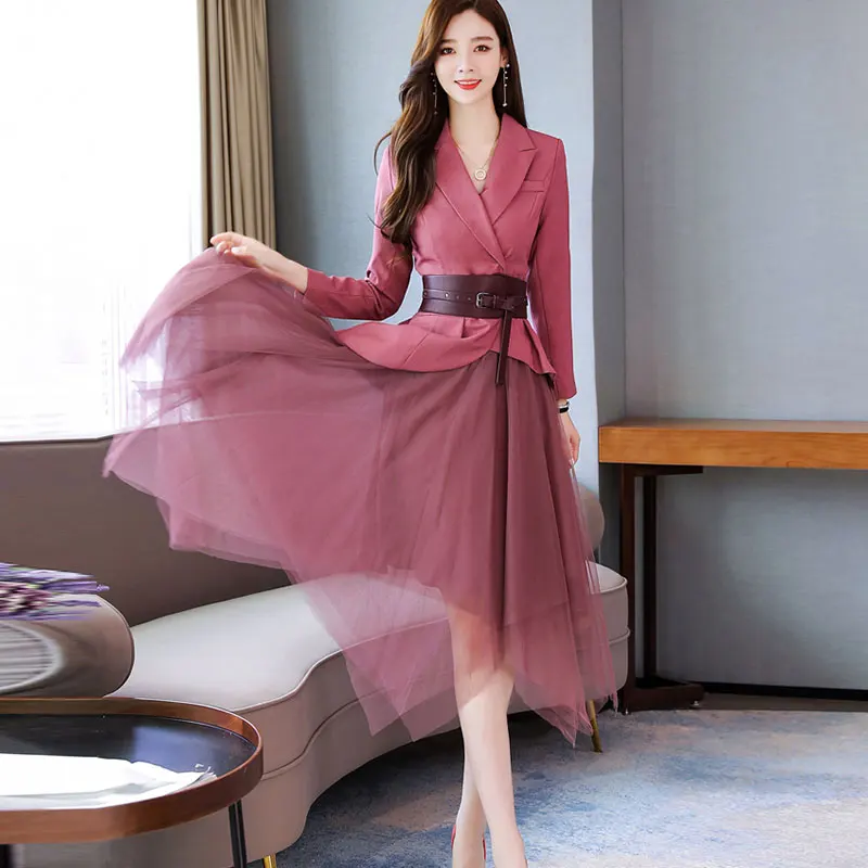 

women blazer skirt set plus size women Net skirt suits office lady suit lady uniform Formal skirt and suits jacket 2 piece set