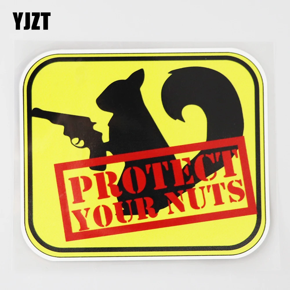 

YJZT 12,3 см × 10,4 см Защитите свои гайки, забавная белка, пистолет, ПВХ наклейка на автомобиль
