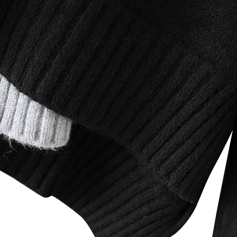 

SISPELL Hit Color Two-piece Suit Stand Collar Slimming Knitted Vest V Neck Long Sleeve Loose Sweater For Female Casual Sets Tide