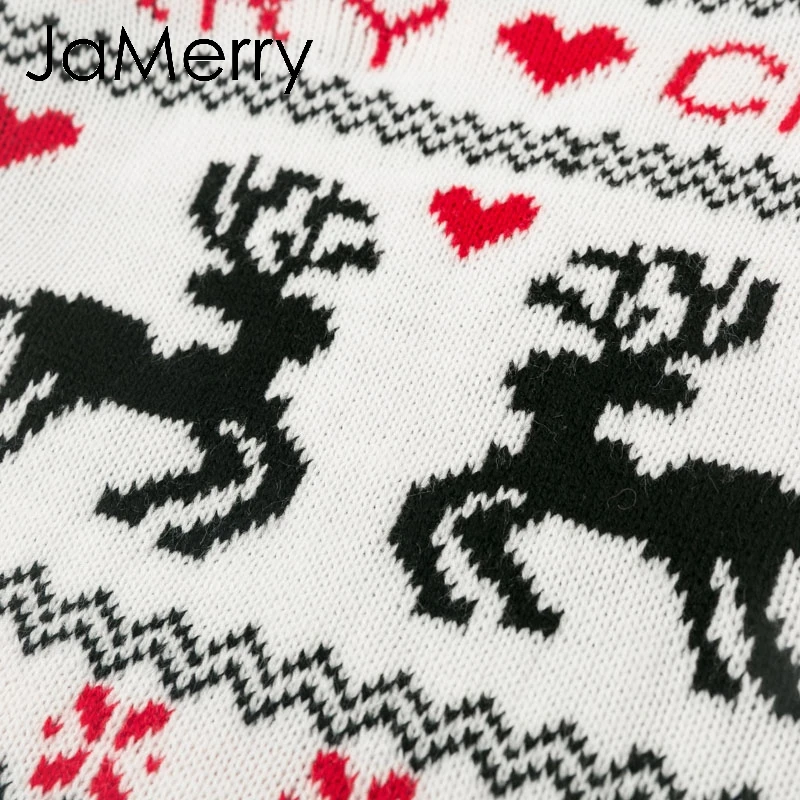 JaMerry, винтажные Рождественские свитера для женщин, с длинным рукавом, Осень-зима, с принтом оленя, вязаный женский пуловер, шикарный топ, джемпер