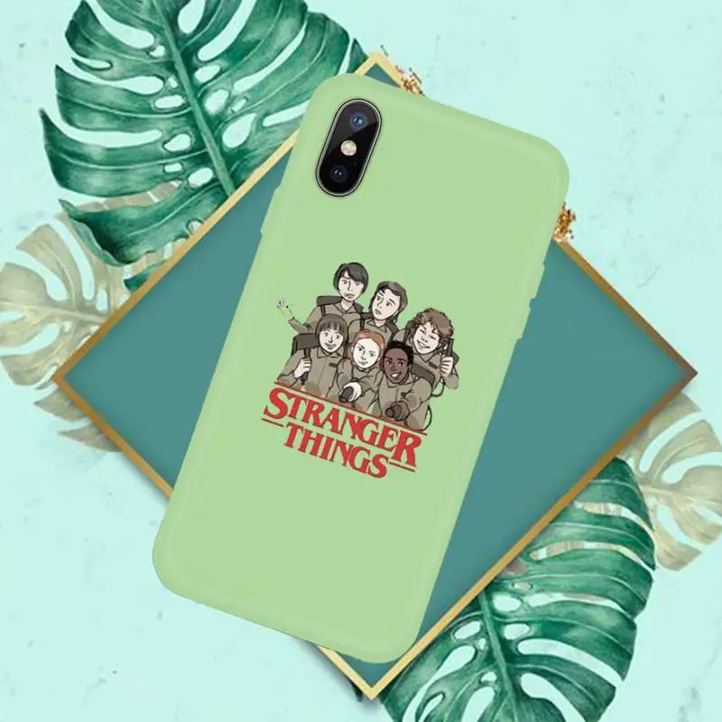 

Stranger things Phone Case Green Candy Color for iPhone 11 12 mini pro XS MAX 8 7 6 6S Plus X SE 2020 XR