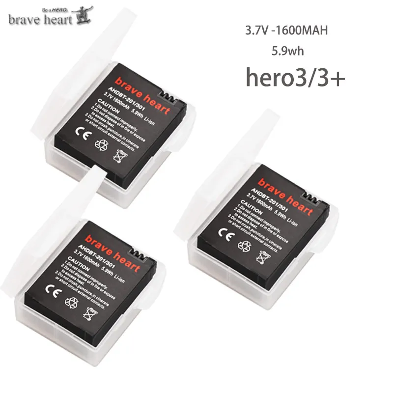 3battery Батарея высокой емкости для gopro hero 3 GoPro hero3+ TYPE-C Зарядное устройство USB+ чехол для аккумулятора для gopro go pro hero 3 3+ аксессуары для камеры - Цвет: 3battery