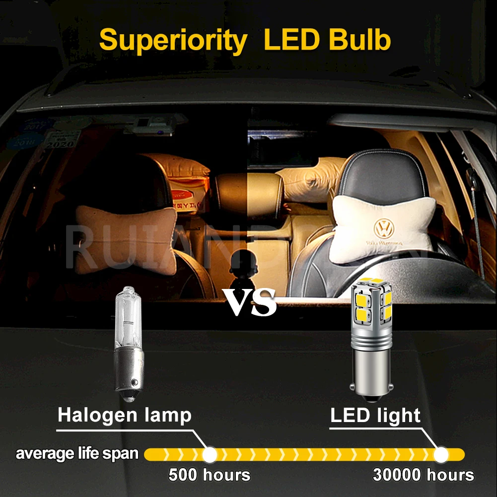 2 шт. Canbus BAY9S BA9S BAX9S грузовик H6W H21W T4W 3030 10SMD светодиодные фонари заднего хода