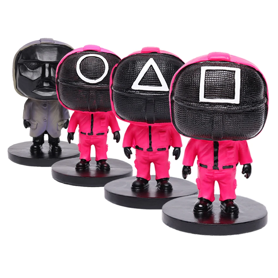 

Anime The Korean TV Series Cosplay Figure Squid Game Administrator Square Round Shape Triangle Toys Gifts Ornaments Model 12CM