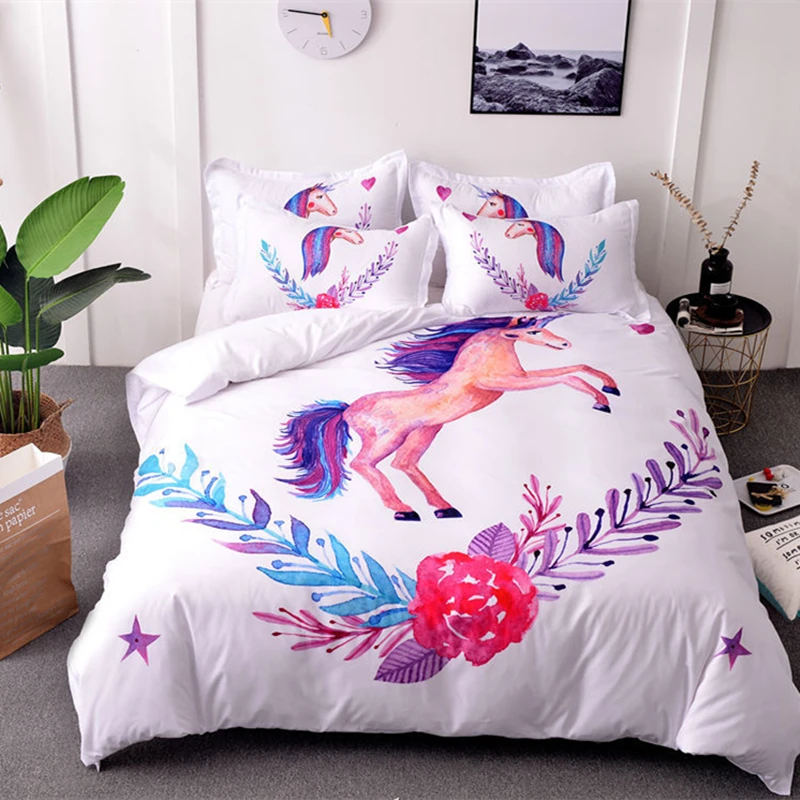 

LOVINSUNSHINE UNICORN BEDDING SET QUEEN COMFORTER SETS DUVET COVER SET QUEEN WHITE FF01#
