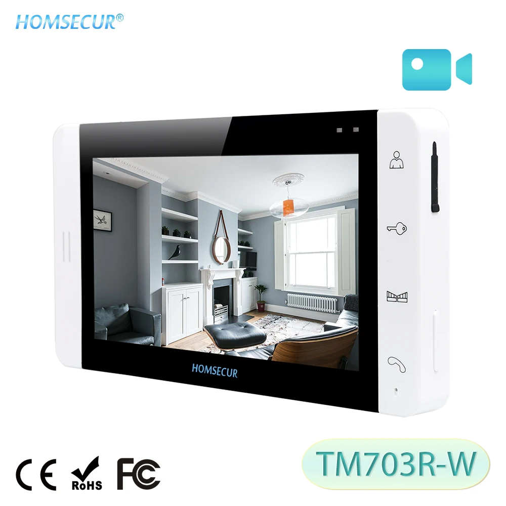 HOMSECUR " внутренний монитор с записью и TM703R-W для фотосъемки для HDW проводной видеодомофон домофон