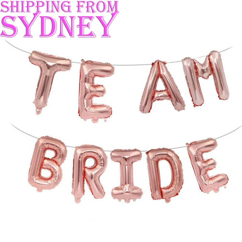 

1set Rose Gold Team Bride Foil Balloon Hens Night Bridal Shower Wedding Bachelorette Letter Helium Wedding Party Decoration