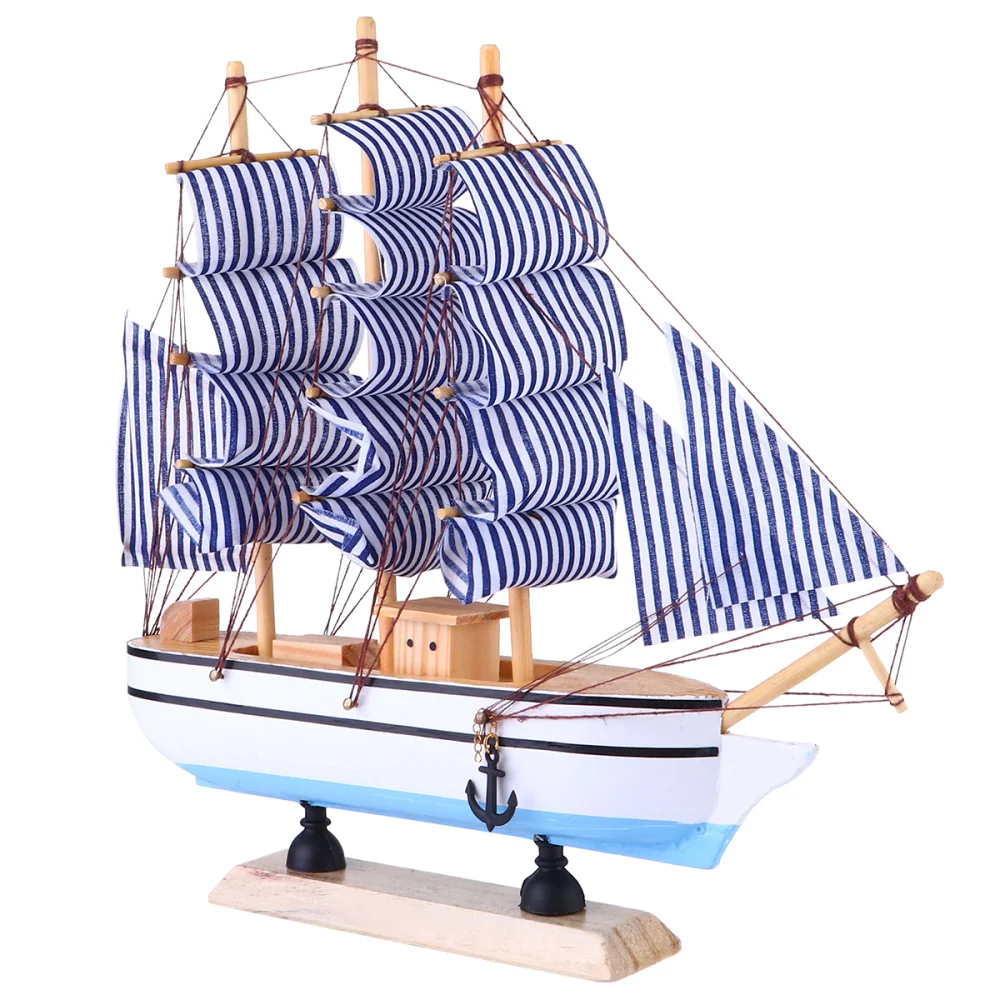 

1Pc Wooden Sailing Ship Model Vintage Wood Sailboat Model Nautical Home Decor