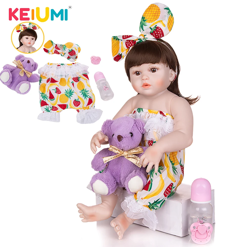 KEIUMI новая милая 23 дюймовая кукла для новорожденных девочек силиконовая игрушка