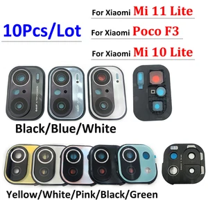 10Pcs/Lot，For Xiaomi Mi 11 Lite / Poco F3 / Mi 10 Lite Housing Back
Rear Camera Glass Lens With Cover Frame With Adhensive
