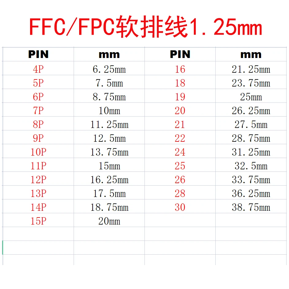 FPC FFC Гибкий плоский кабель 1 25 мм Шаг AWM 20624 80C 60V VW-1