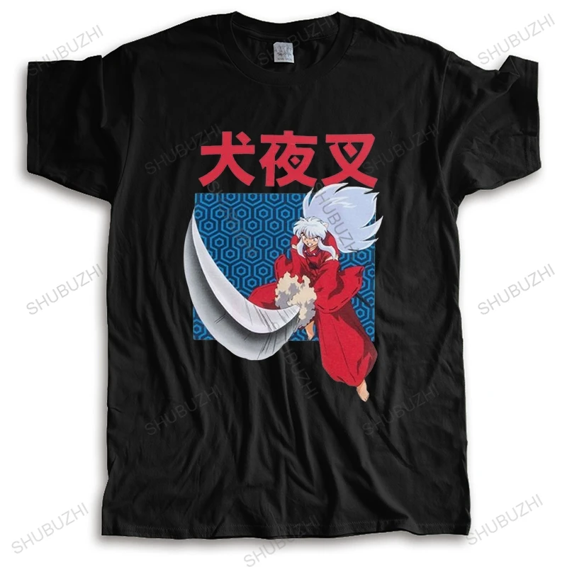 

Футболка мужская феодальная с демоном Inuyasha, Модная хлопковая тенниска с коротким рукавом, аниме мультяшная майка с надписью Tessaiga Sesshoumaru ...
