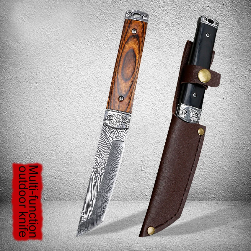 Популярный стиль! Дамасский прямой нож 58HRC с высокой твердостью ручка из чистого