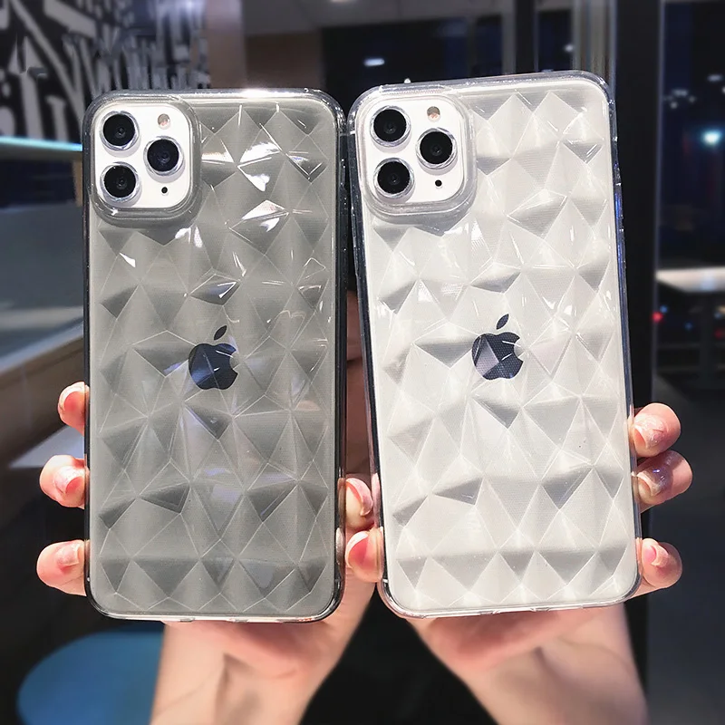 GTWIN Diamond Texture Transparent Phone Case For iPhone 11 Pro Max 6 6s 7 8 Plus X XR XS Soft TPU Clear Silicone Back Cover |