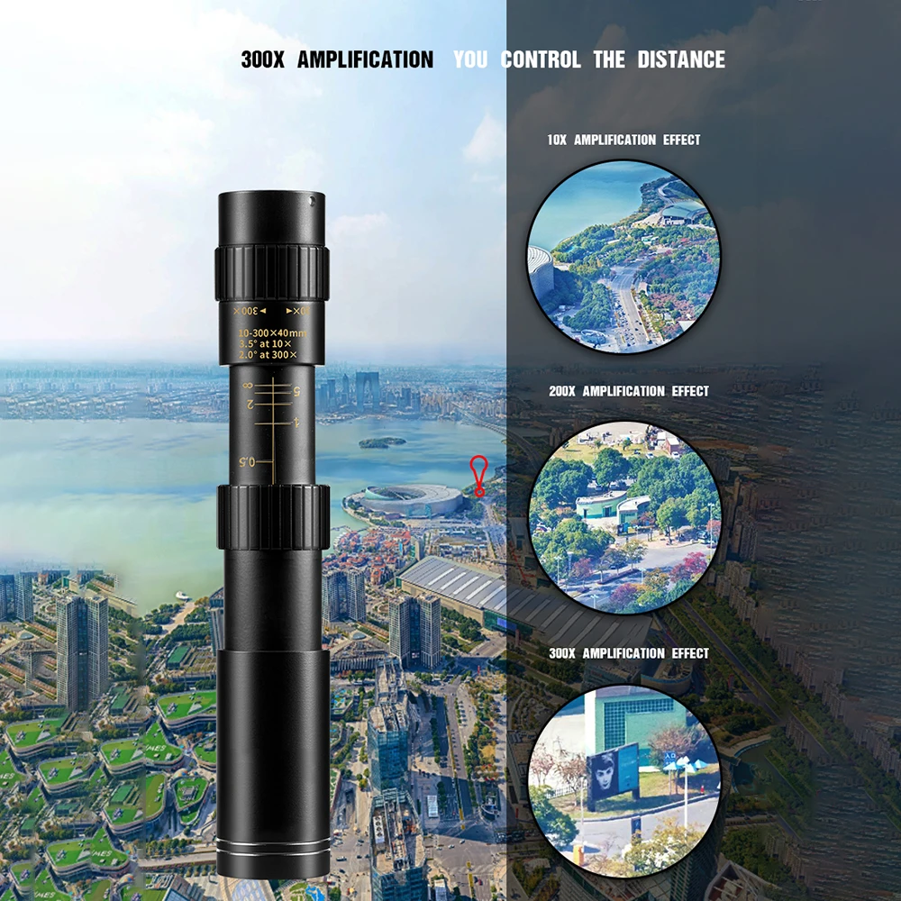 

Wide-Angle Astronomical Telescope 10-300x40 Monocular Moon Observation Professional Zoom HD Telescope Deep Space Moon