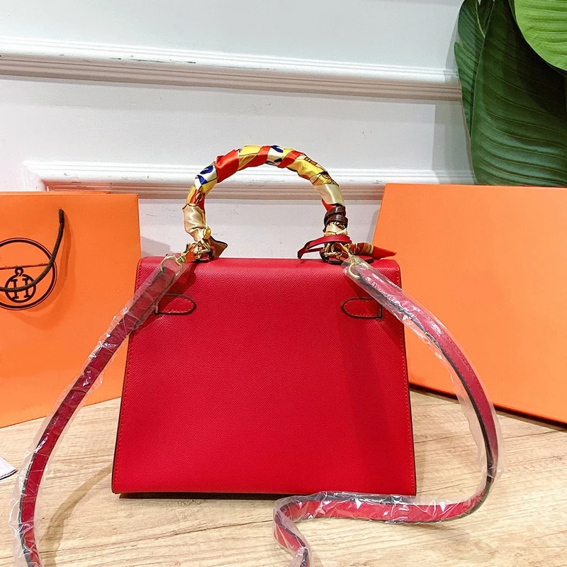 

Women's bag leather Kelly bag fashion trend top layer cowhide handbag shoulder messenger