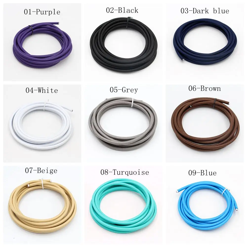 

2m 3m 5m 10m 2 Core 0.75mm2 Vintage Fabric Textile Cord Electrical Wire Braided Colth Covered Cable DIY Light Wire