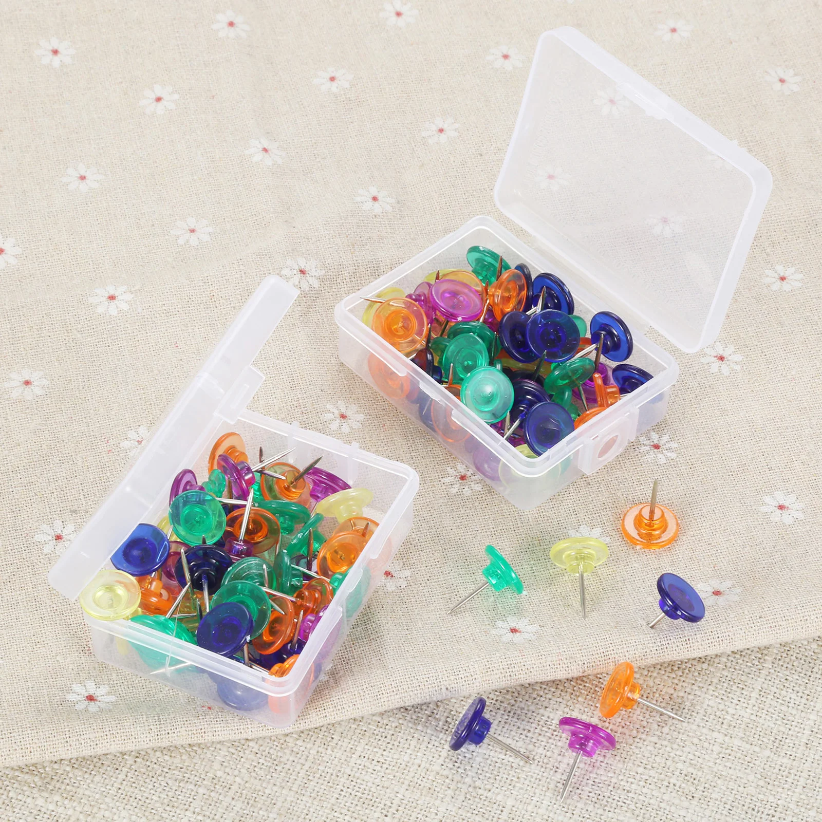 

50pcs/1box Push Pins I-shaped Large Nails Transparent Colorful Pushpin Fix Drawing Board Photo Wall Picture Paint Tool Hicello