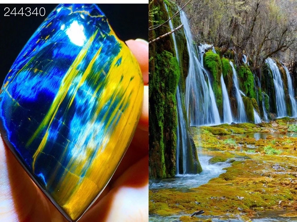 

Natural Yellow Blue Pietersite Chatoyant Water Drop Pendant 60.8/37.6/10mm Namibia Women Cat Eye Jewelry Ceretificate AAAAAA