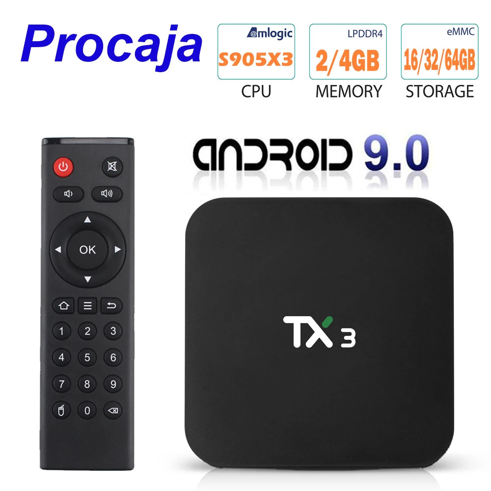 ТВ приставка Procaja TX3 Android 9 0 Tanix TV Box 2 ГБ/4 ГБ ОЗУ 16 Гб/32 ГБ/64 Гб ПЗУ S905X3