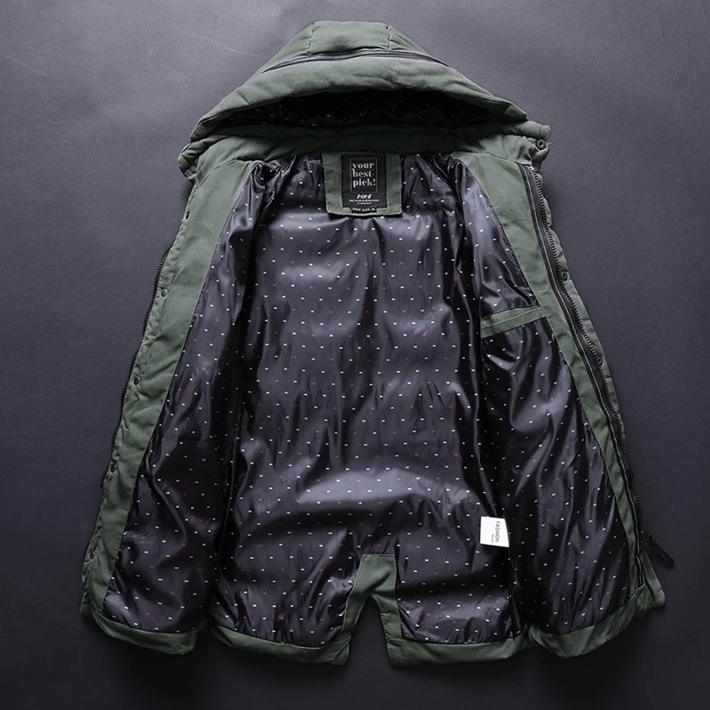 

2020 New Winter Mens Jacket Cotton Padded Jacket Solid Color Thick Parkas Hooded Warm Men Coat Zipper Casual Brand Clothing