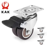 kak 4pcs 2 inch brake swivel caster wheels for trolley pallet universal mute soft rubber heavy duty rollers furniture hardware