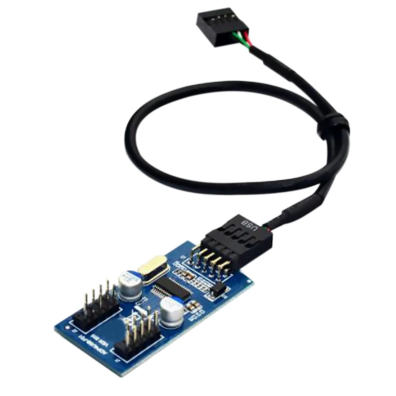 

9Pin USB Header Male 1 to 2/4 Female Extension Cable Card Desktop 9Pin USB HUB USB 2.0 9 Pin Connector Adapter 30cm