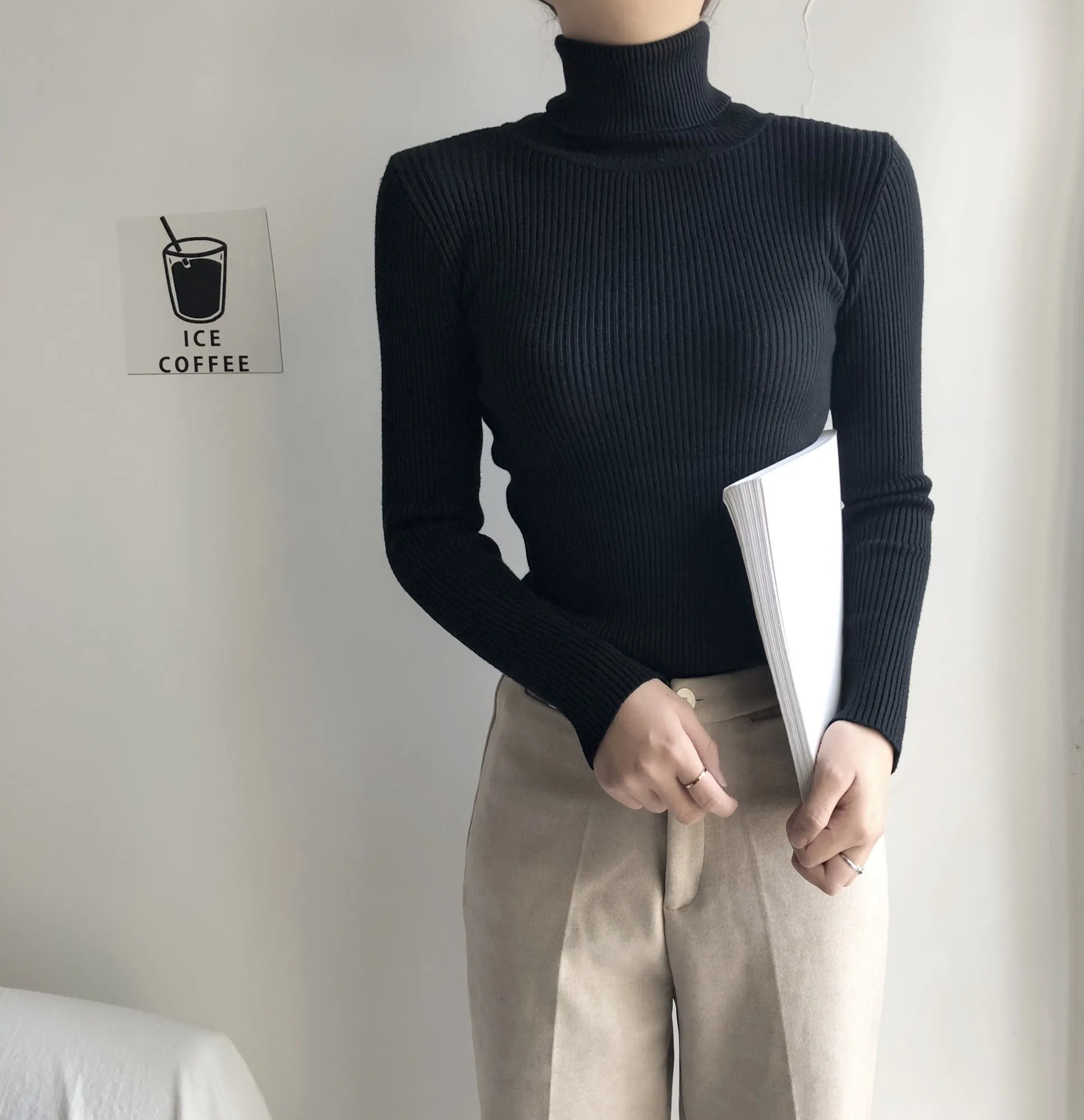 

Осенне-зимний свитер, Женская водолазка, рубашка, корейский эластичный вязаный Топ, повседневные пуловеры, модные женские 2021