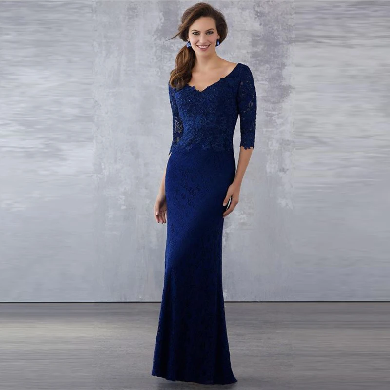 Кружевное платье Русалка для матери невесты с рукавом 2021 и глубоким V образным