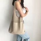 Повседневная вязаная женская сумка на плечо, плетеная сумочка большой вместимости, летняя пляжная сумка, кошелек, сумка для покупок