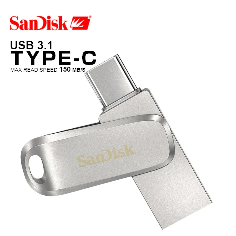 Флеш-накопитель SanDisk SDDDC4 Ultra Luxe USB 3 1 Type C двойная флешка 512 ГБ 256 128 64 32 металлический