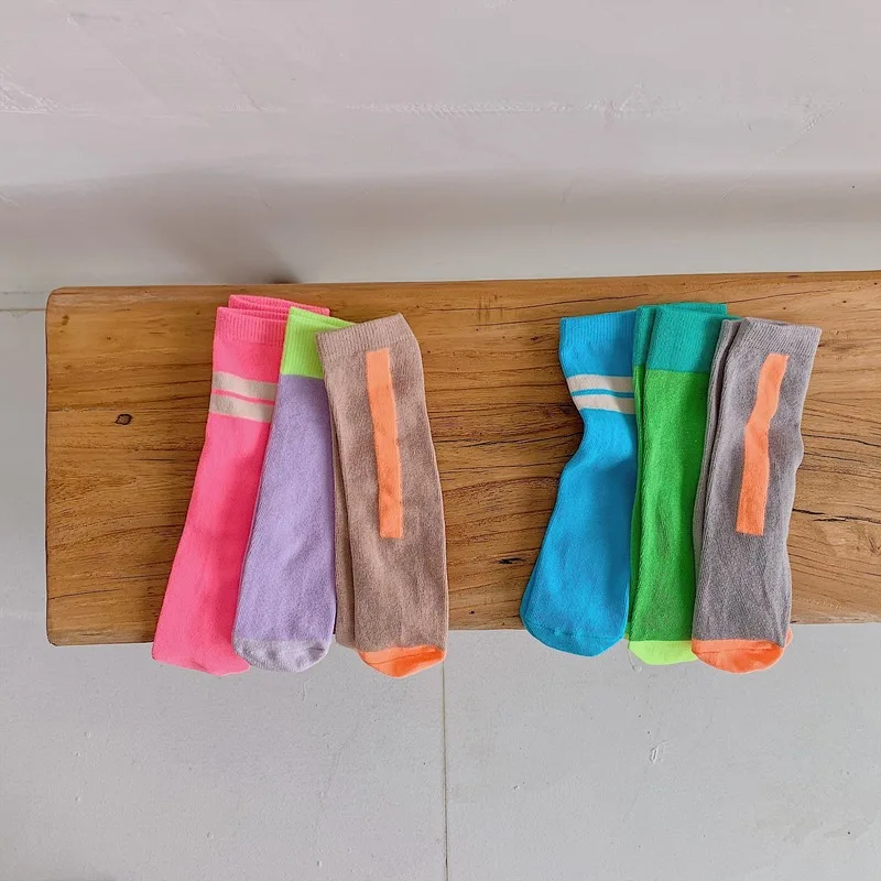 Детские гольфы хлопковые флуоресцентные гетры без пятки, носки для малышей Детские носки без пятки для мальчиков и девочек детские гольфы, От 1 до 12 лет