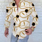 Мужская рубашка с гавайским принтом, приталенная однобортная рубашка, Повседневная Праздничная рубашка с длинным рукавом, для осени, 2021