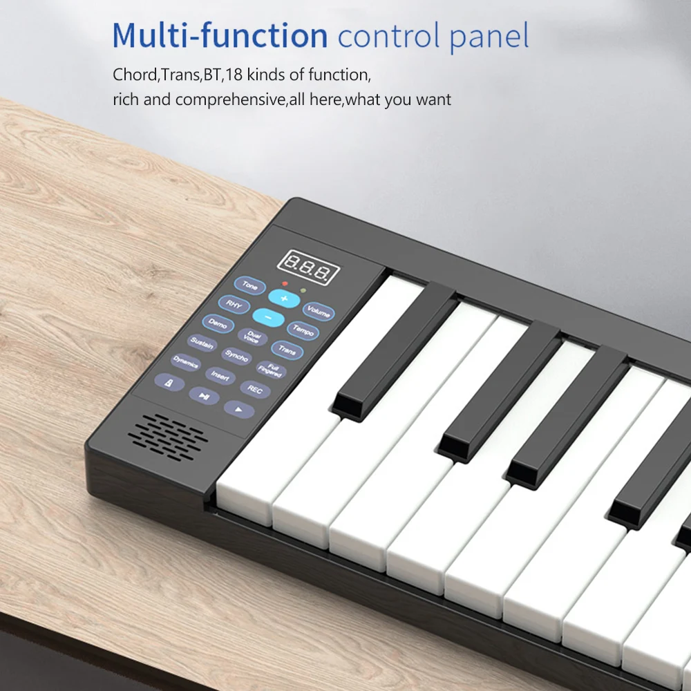 88 Keys Keyboard Piano Portable Digital Piano with LCD Display Built-in Speakers Rechargeable Battery BT Connectivity