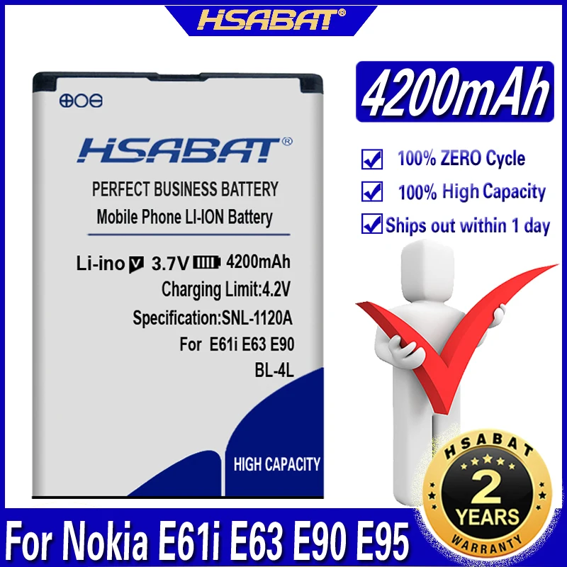 Аккумулятор HSABAT 4200 мА · ч BP 4L BP4L для Nokia E61i E63 E90 E95 E72 E52 E71 6650F N810 N97 аккумулятор
