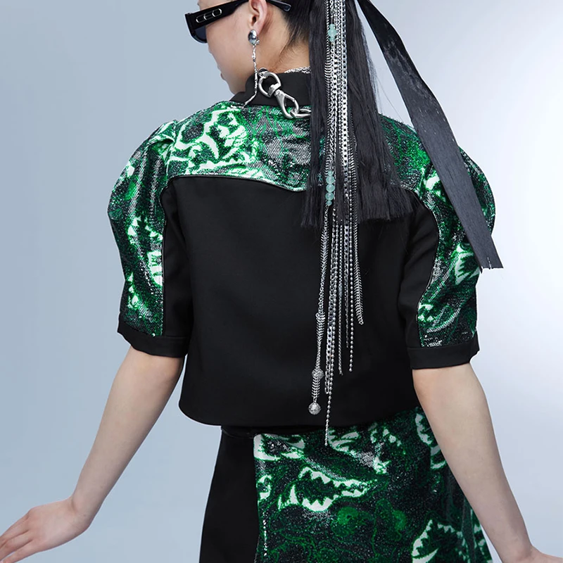 XITAO Irregular Blazer Fashion New Women Print Pattern 2021 Summer Elegant Goddess Fan Casual Style Loose Blazer Coat WLD6367