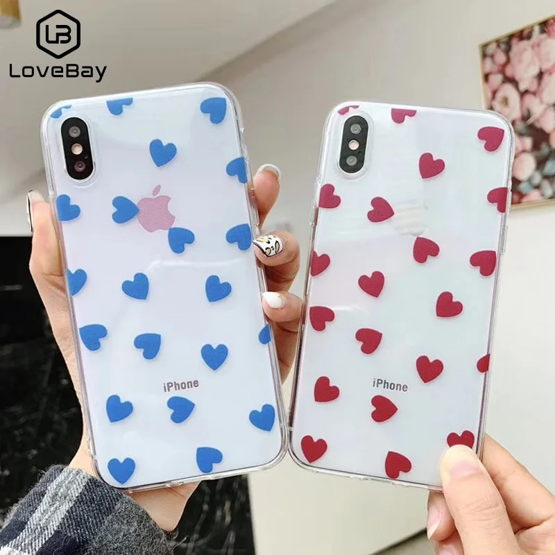 Lovebay Love Heart для iPhone 6, 6 s, 7, 8 Plus, X, XR, XS Max, 11 Pro, Max, 5, 5S, SE, чехол для телефона с волнистыми точками, прозрачный мягкий ТПУ для iPhone X